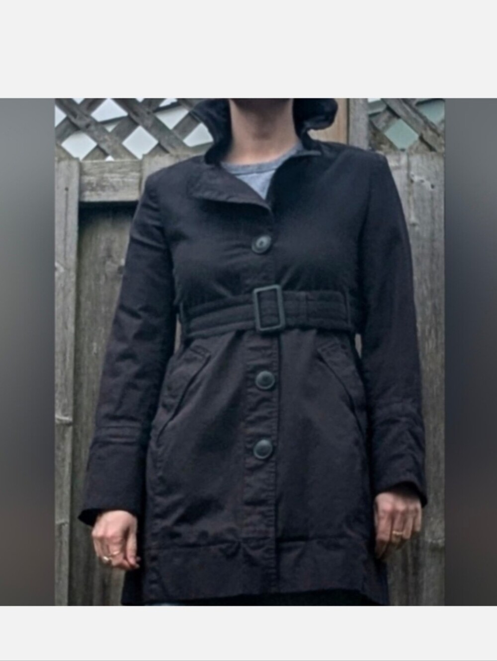 Le Chateau Women's Black Belted Trench Coat